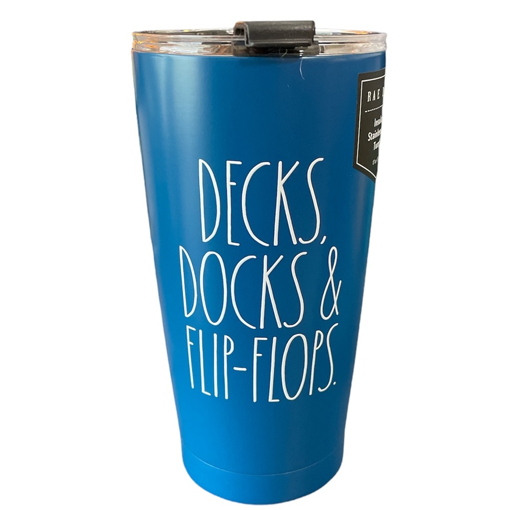 NEW Rae Dunn DECKS, DOCKS & FLIP-FLOPS S/S Insulated Tumbler ☀️🩴